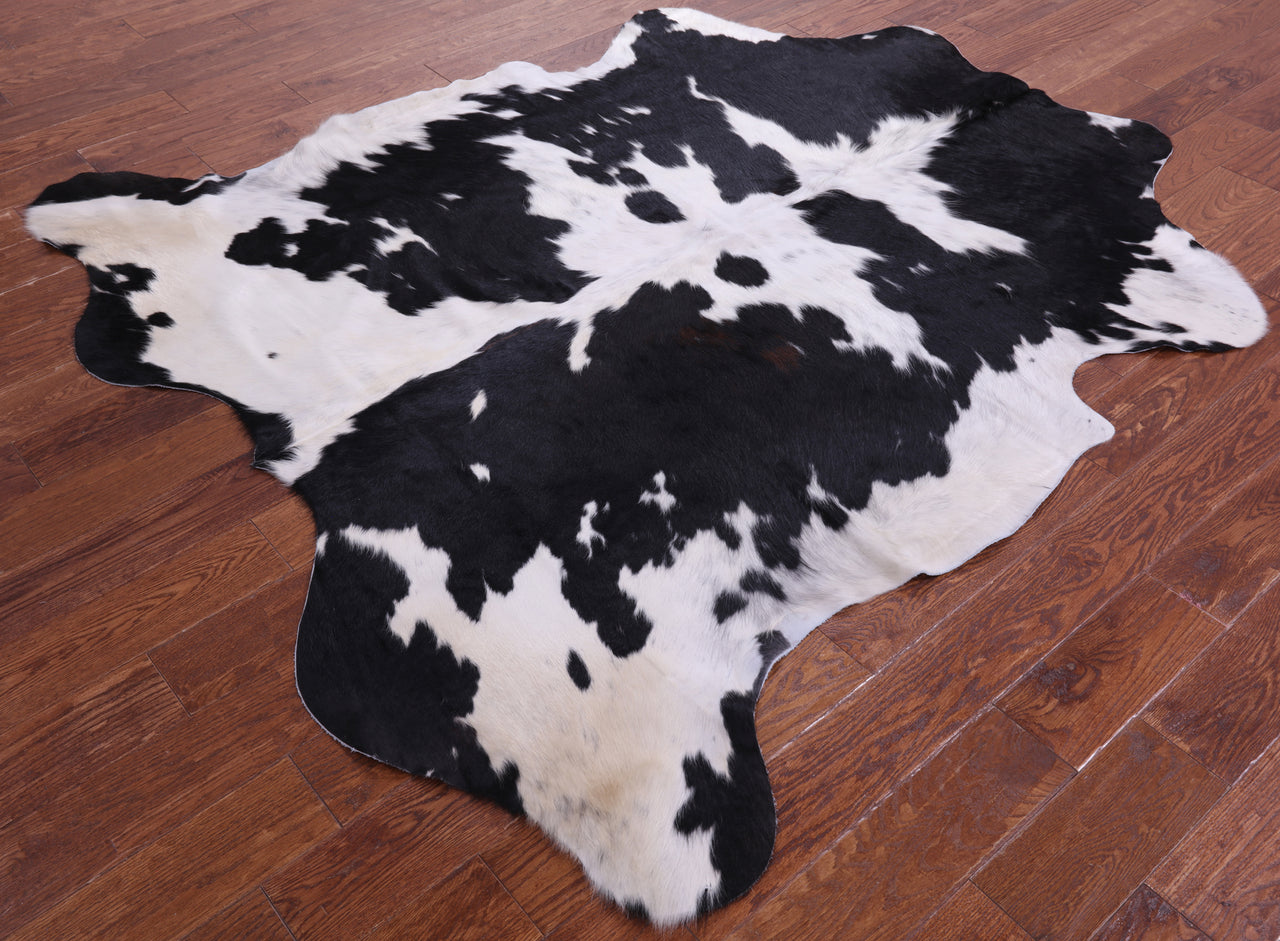 Black & White Natural Cowhide Rug - Large 6'9"H x 6'3"W