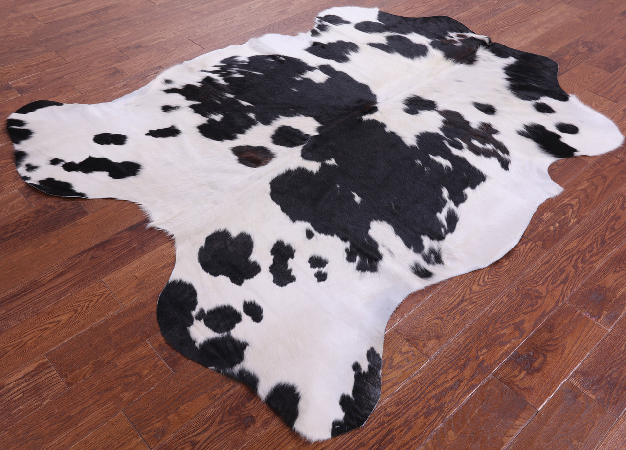 Black & White Natural Cowhide Rug - Large 6'9"H x 5'8"W