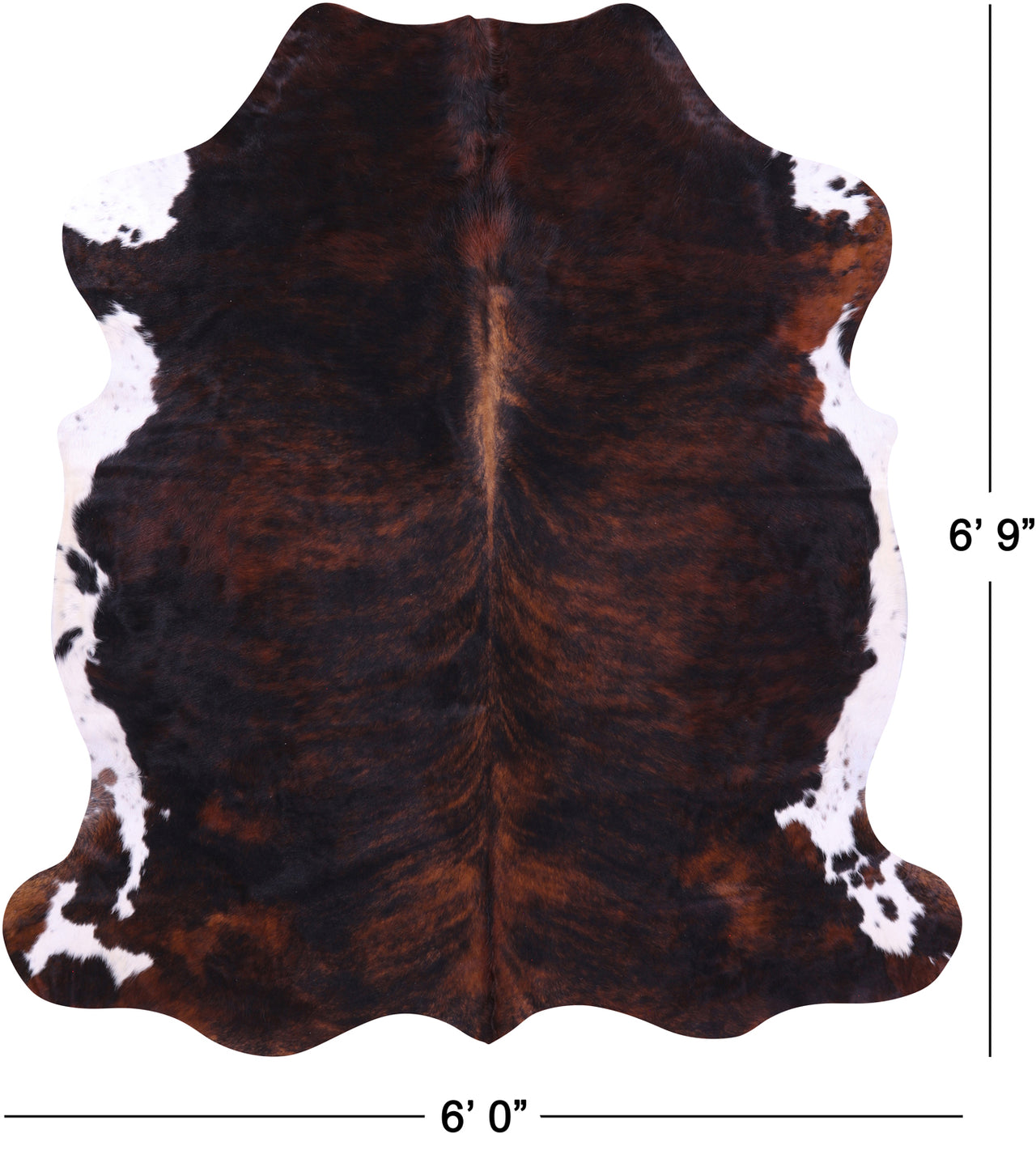 Tricolor Natural Cowhide Rug - Large 6'9"H x 6'0"W