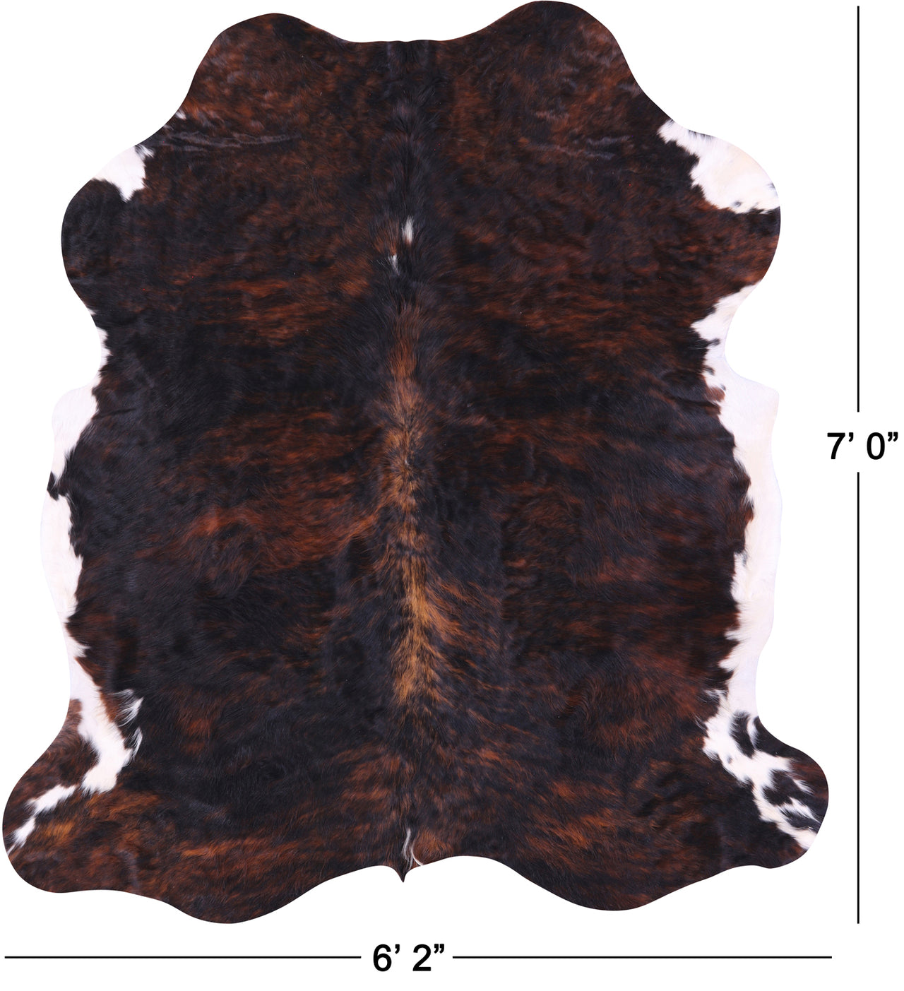 Tricolor Natural Cowhide Rug - XLarge 7'0"H x 6'2"W