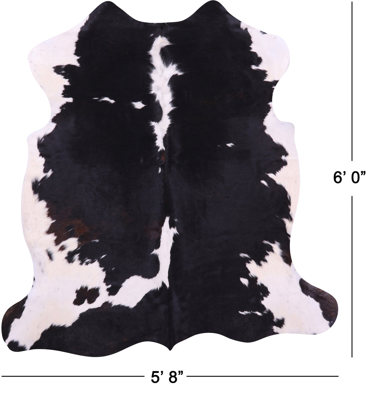 Black & White Natural Cowhide Rug - Medium 6'0"H x 5'8"W