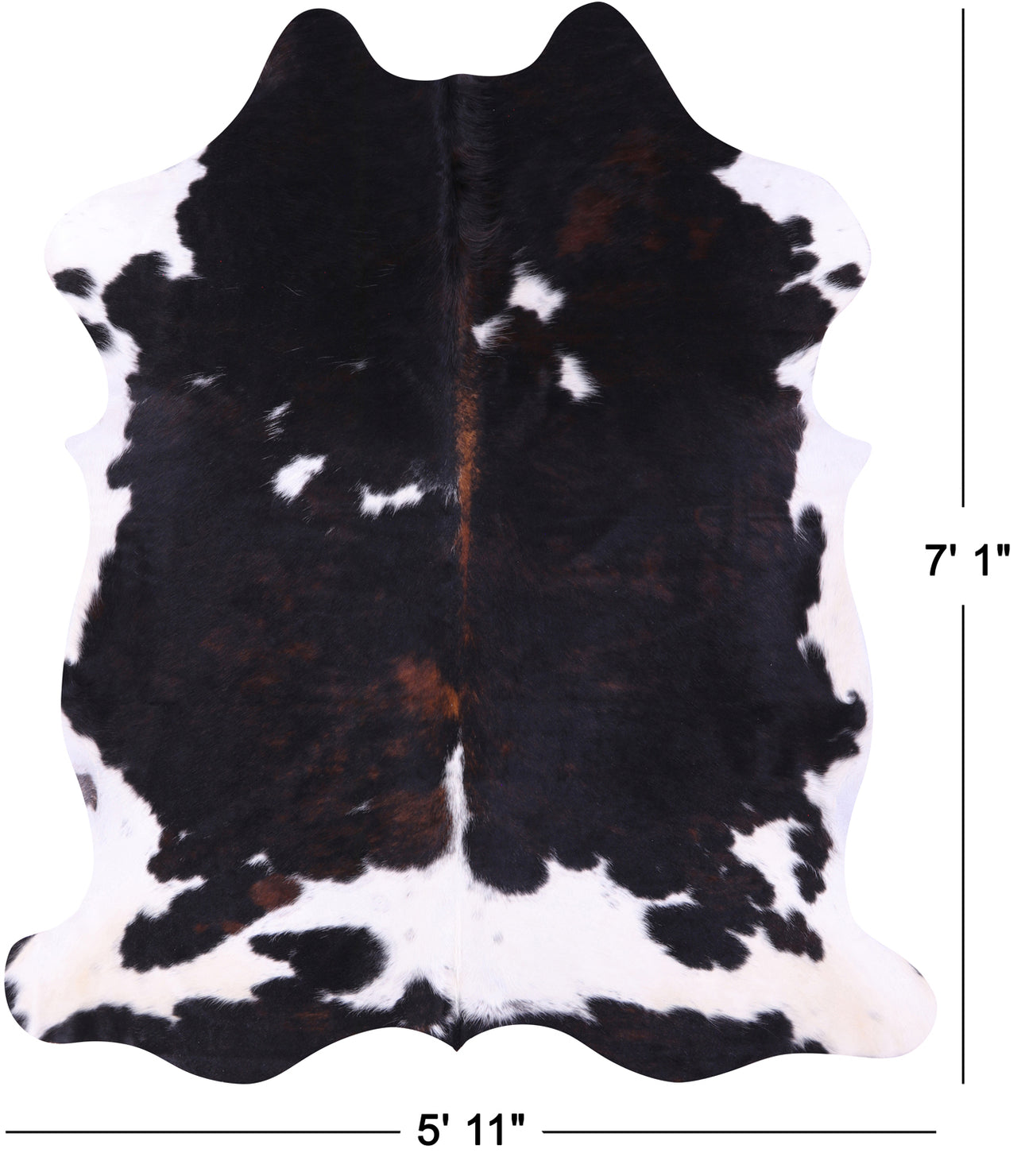 Tricolor Natural Cowhide Rug - XLarge 7'1"H x 5'11"W