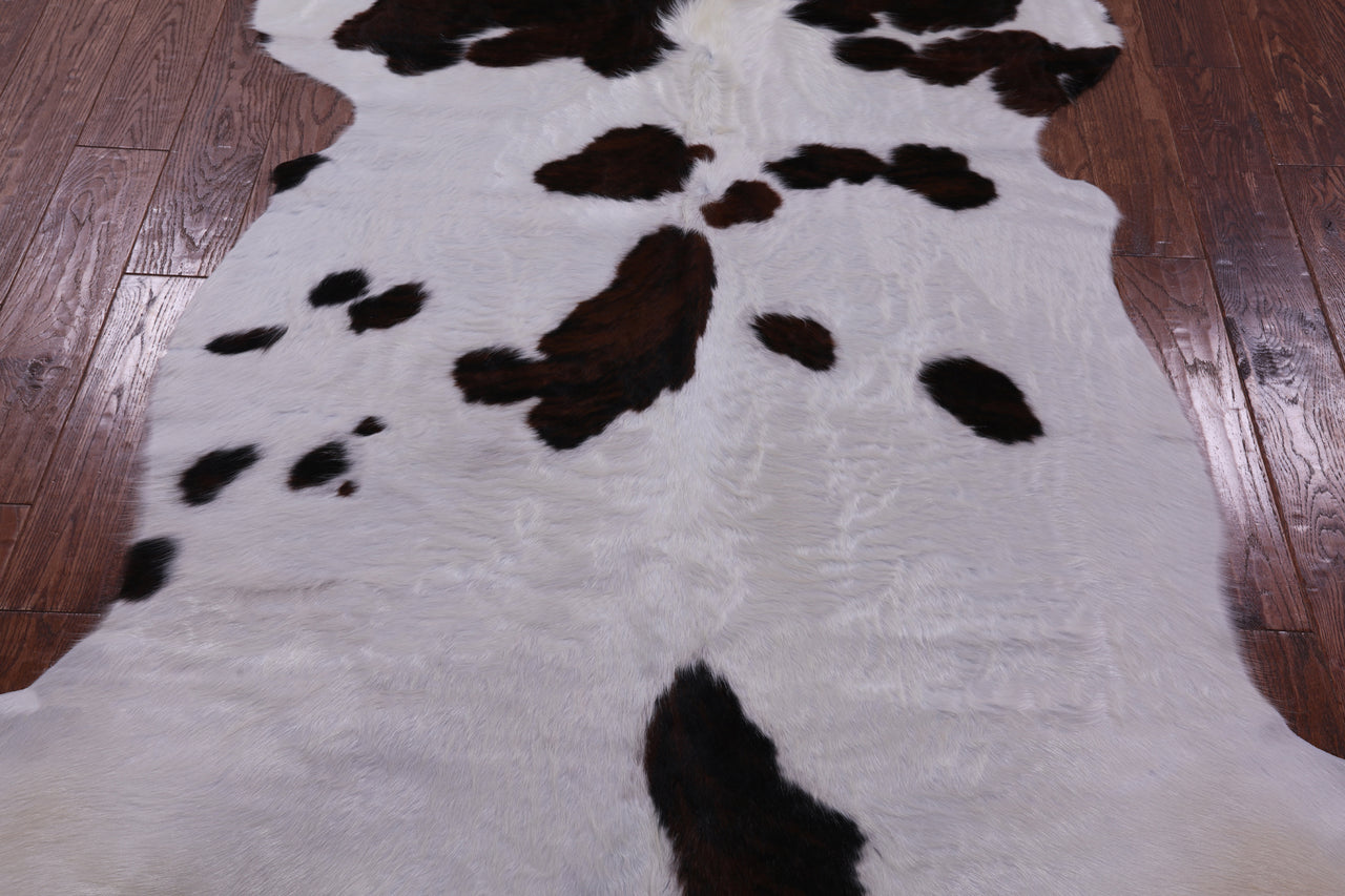 Brown & White Natural Cowhide Rug - Medium 6'2"H x 5'3"W