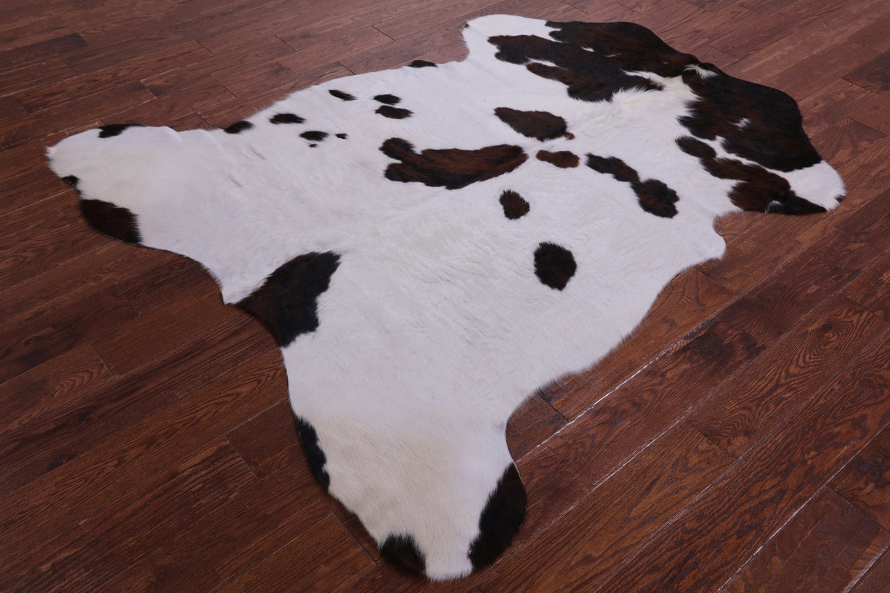 Brown & White Natural Cowhide Rug - Medium 6'2"H x 5'3"W