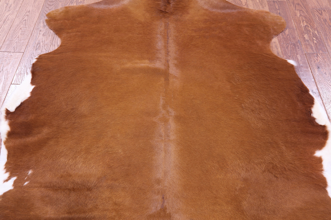 Brown & White Natural Cowhide Rug - Medium 6'3"H x 5'3"W