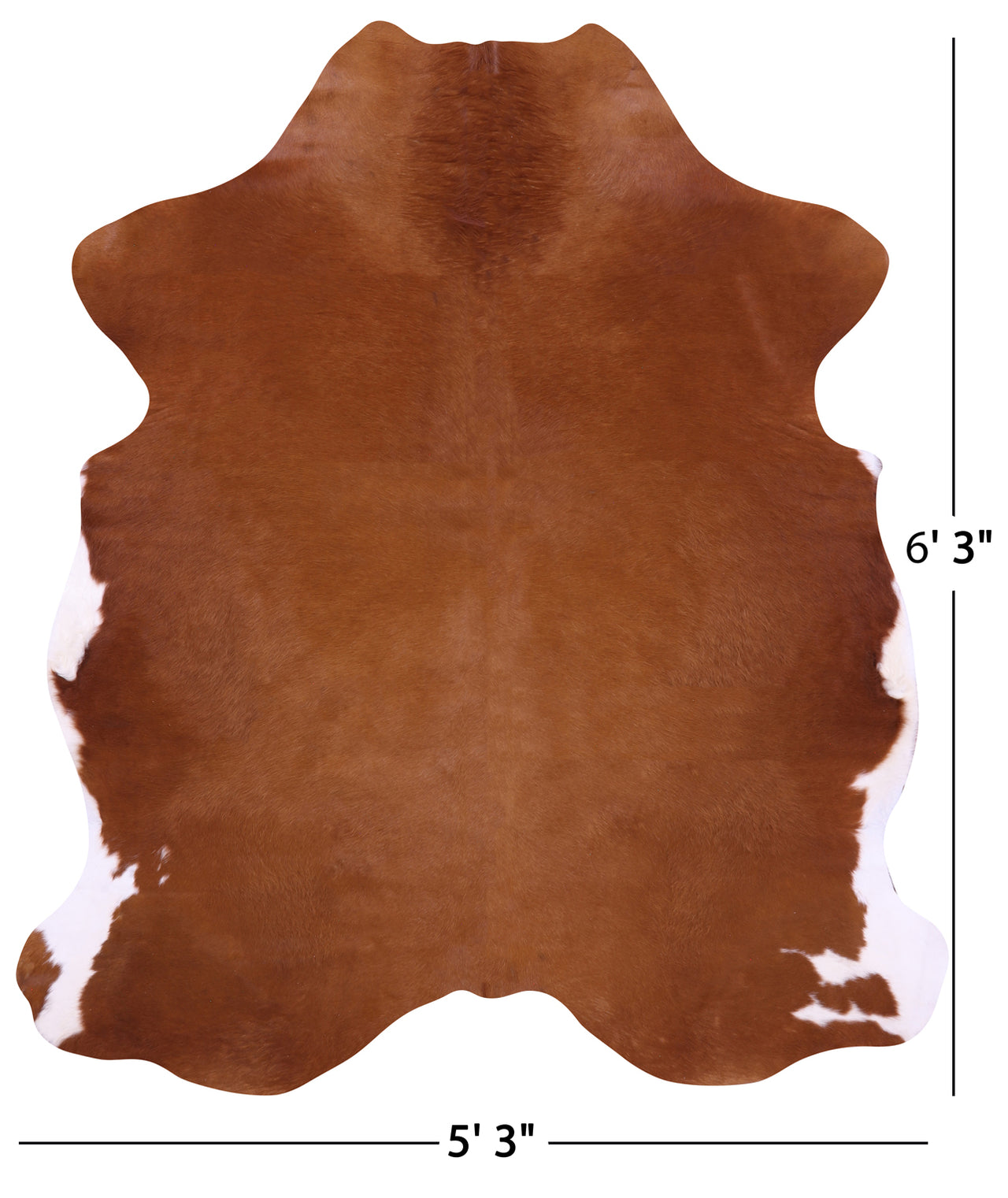 Brown & White Natural Cowhide Rug - Medium 6'3"H x 5'3"W