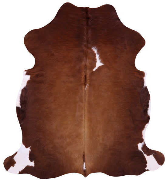 Brown & White Natural Cowhide Rug - Medium 6'3"H x 5'8"W