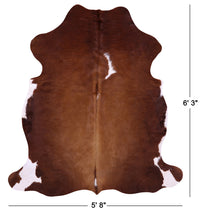 Thumbnail for Brown & White Natural Cowhide Rug - Medium 6'3