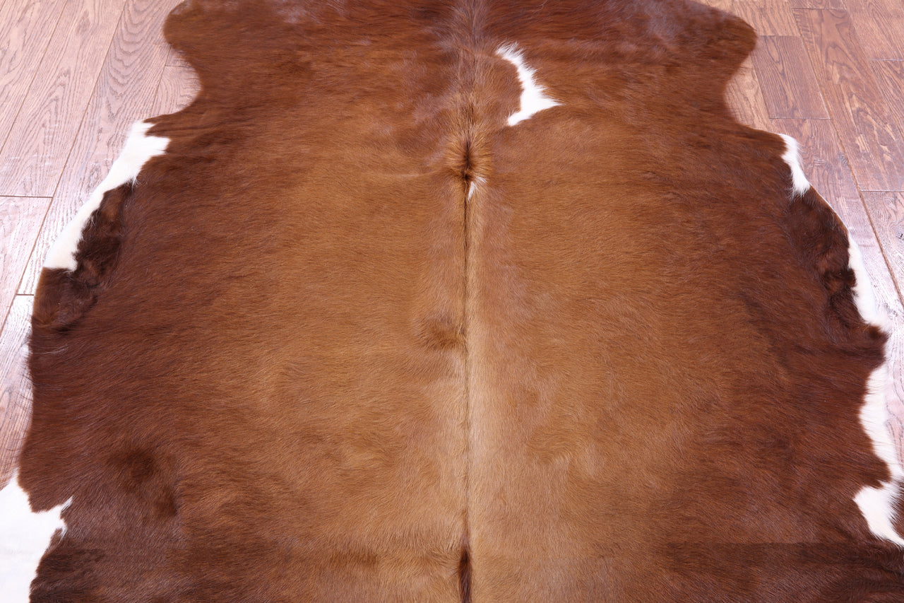 Brown & White Natural Cowhide Rug - Medium 6'3"H x 5'8"W