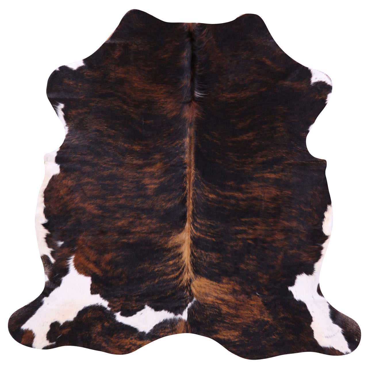 Tricolor Brindle Natural Cowhide Rug - Medium 5'9"H x 5'10"W