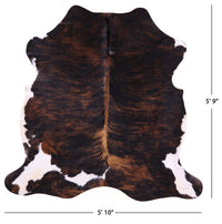 Thumbnail for Tricolor Brindle Natural Cowhide Rug - Medium 5'9