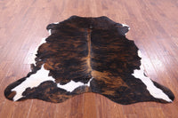 Thumbnail for Tricolor Brindle Natural Cowhide Rug - Medium 5'9