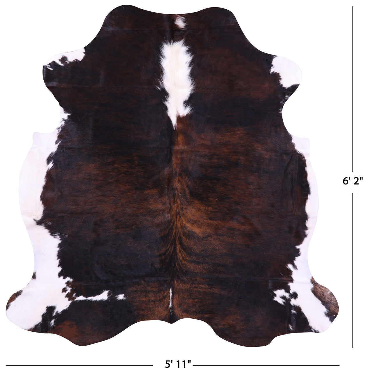 Tricolor Natural Cowhide Rug - Medium 6'2"H x 5'11"W