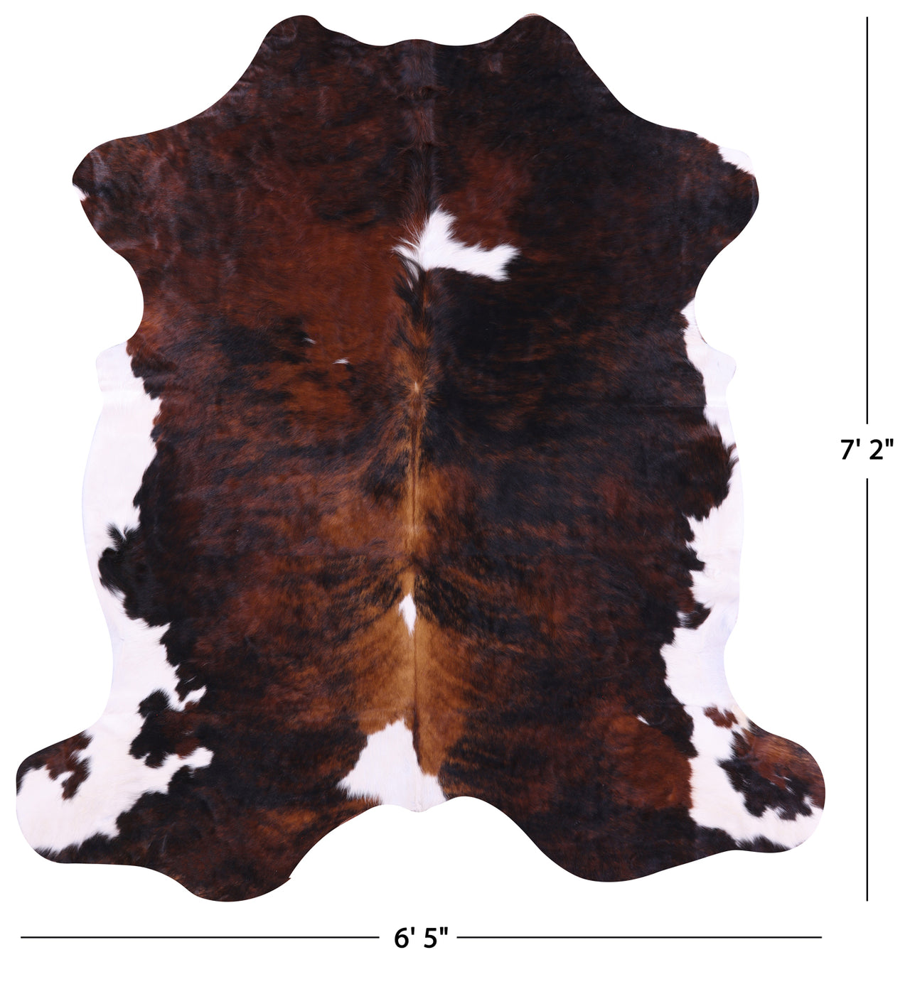 Tricolor Natural Cowhide Rug - XLarge 7'2"H x 6'5"W