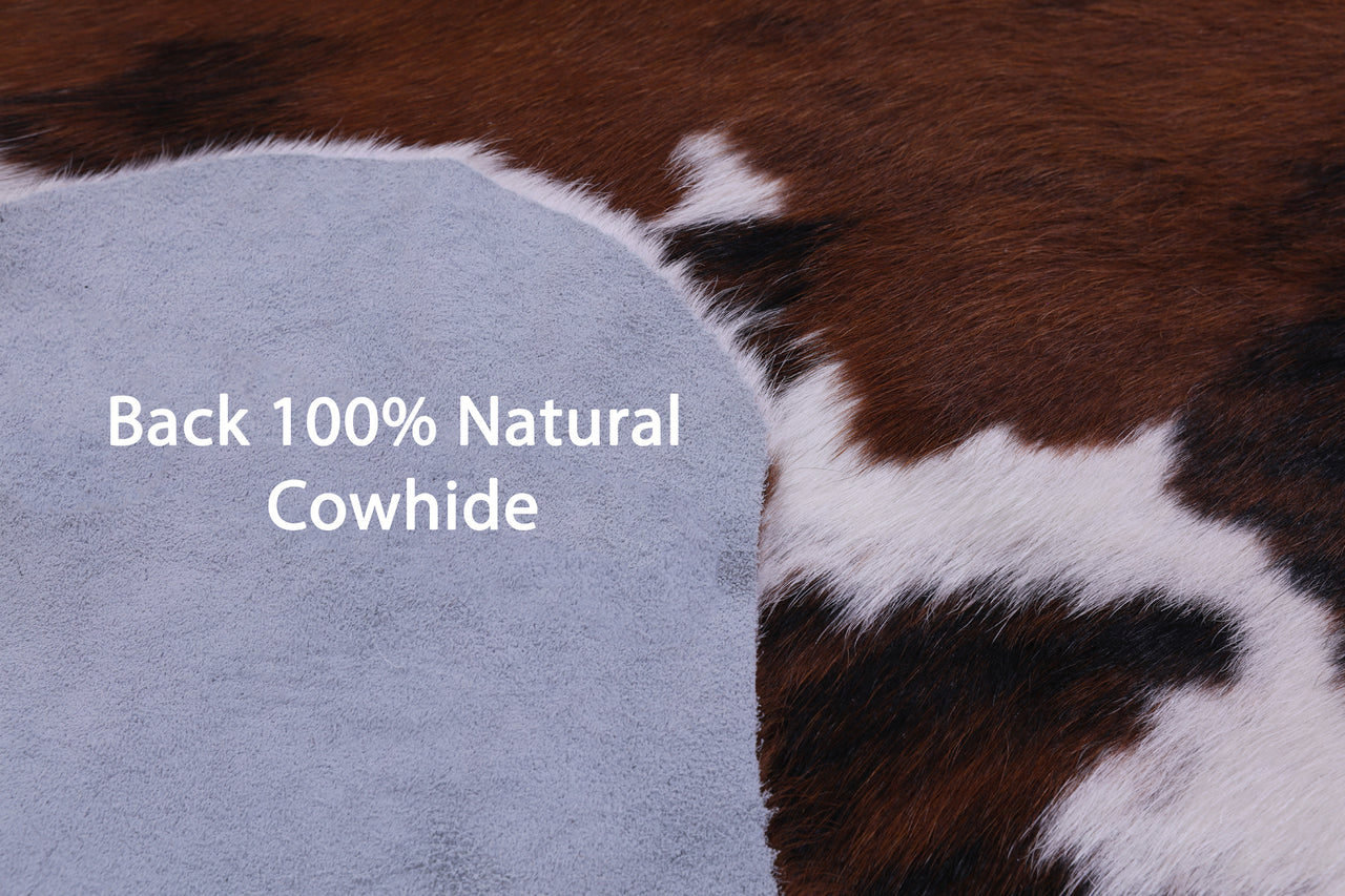 Brown & White Natural Cowhide Rug - XLarge 7'1"H x 5'9"W