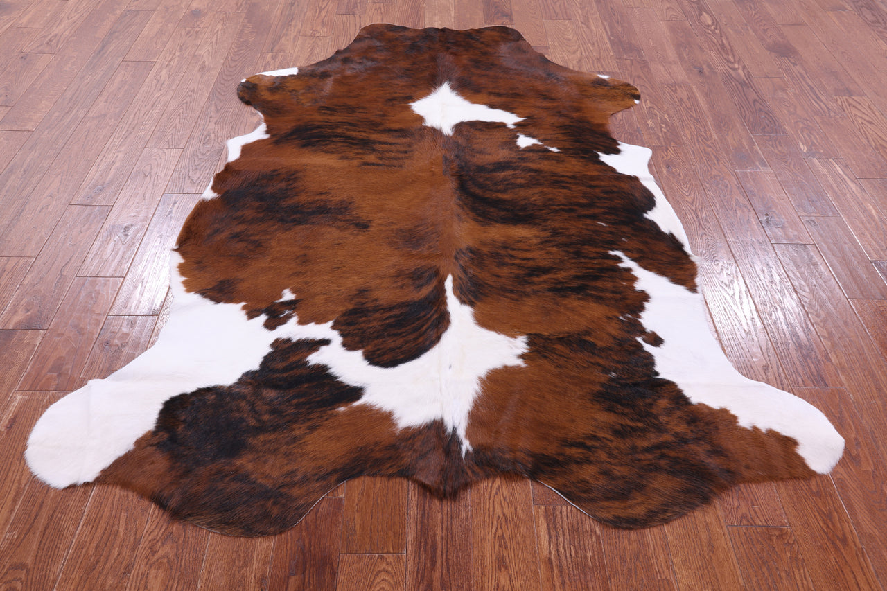 Brown & White Natural Cowhide Rug - XLarge 7'1"H x 5'9"W