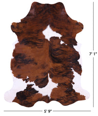 Thumbnail for Brown & White Natural Cowhide Rug - XLarge 7'1