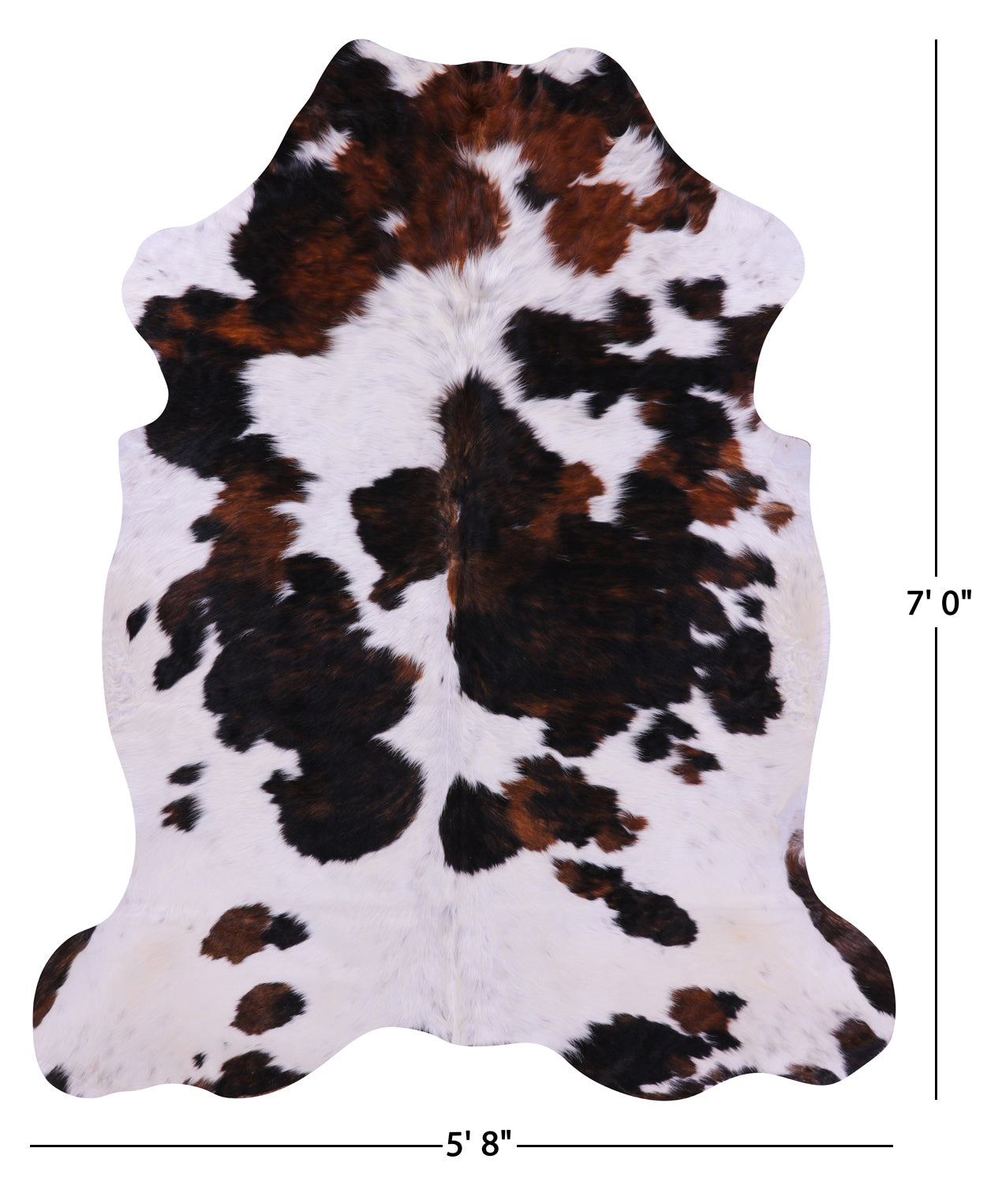 Tricolor Natural Cowhide Rug - XLarge 7'0"H x 5'8"W