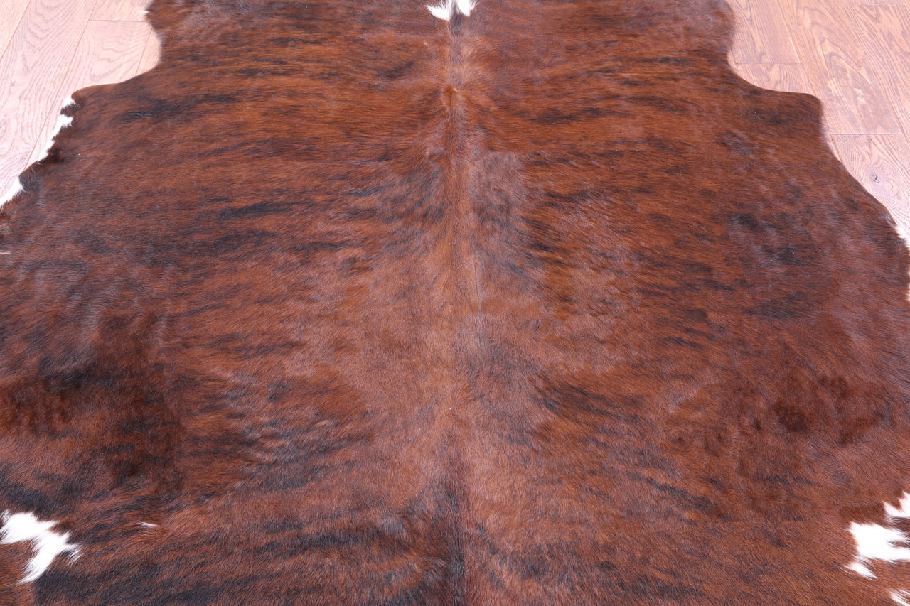 Brown & White Natural Cowhide Rug - Small 5'4"H x 6'0"W