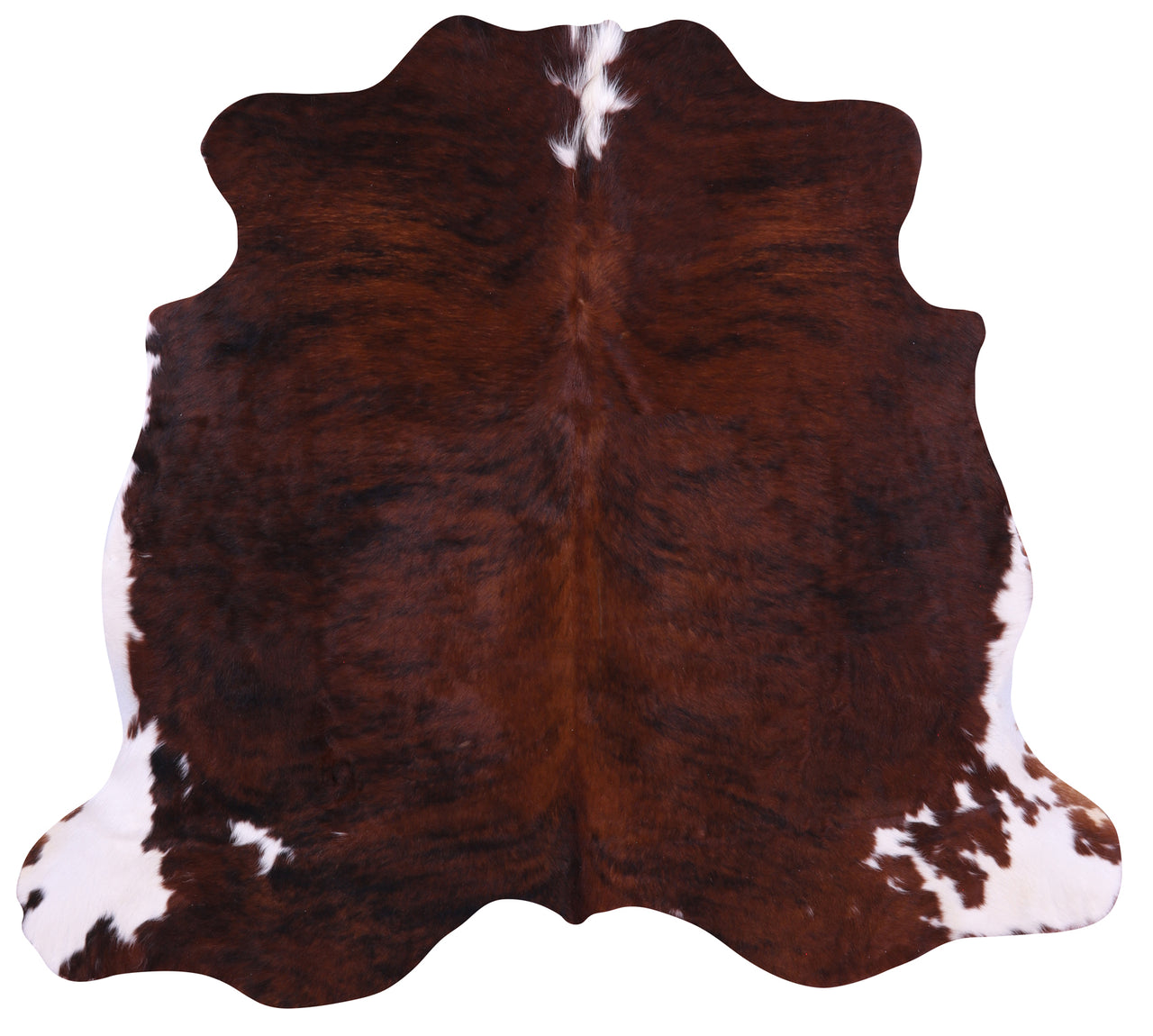 Brown & White Natural Cowhide Rug - Small 5'4"H x 6'0"W