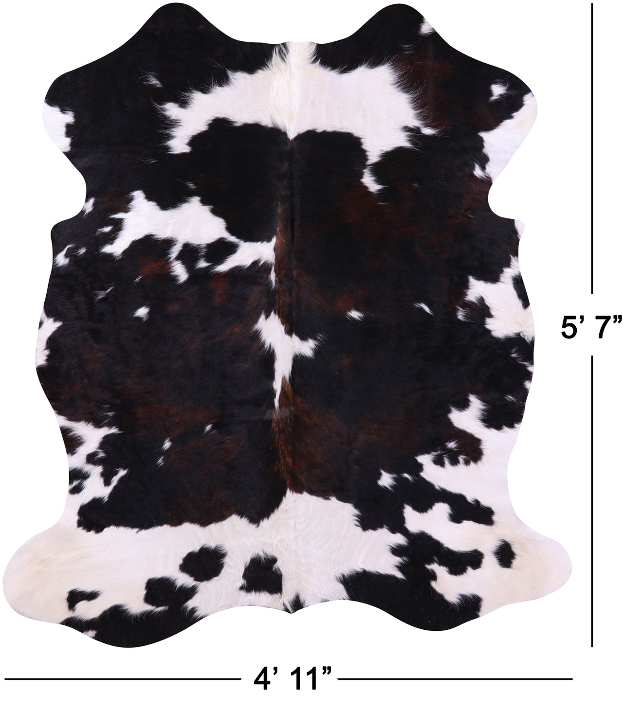 Tricolor Natural Cowhide Rug - Small 5'7"H x 4'11"W