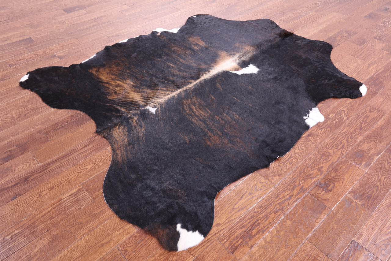 Tricolor Natural Cowhide Rug - XLarge 7'2"H x 5'8"W