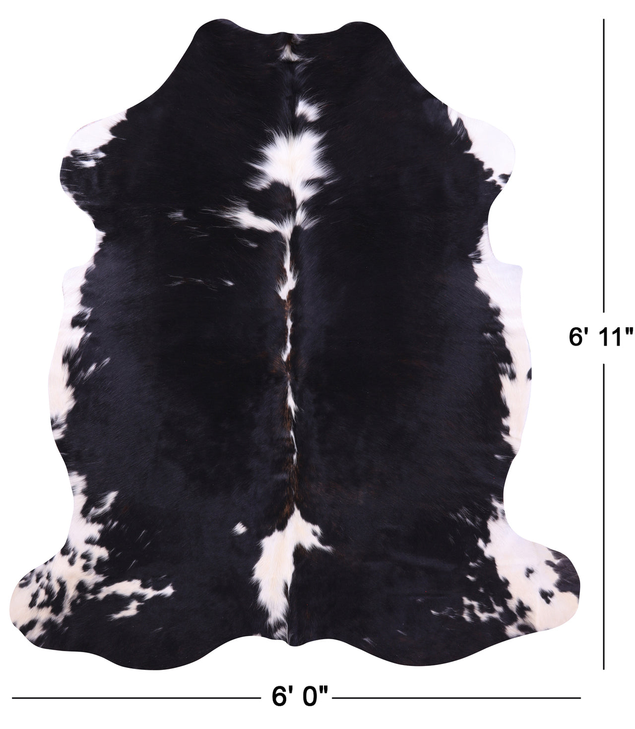 Black & White Natural Cowhide Rug - Large 6'11"H x 6'0"W