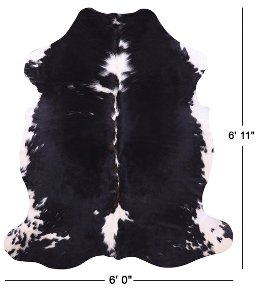 Black & White Natural Cowhide Rug - Large 6'11