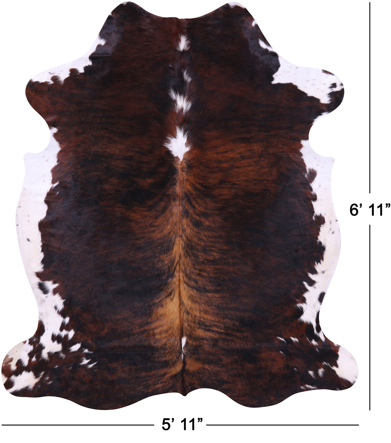 Tricolor Natural Cowhide Rug - Large 6'11"H x 5'11"W