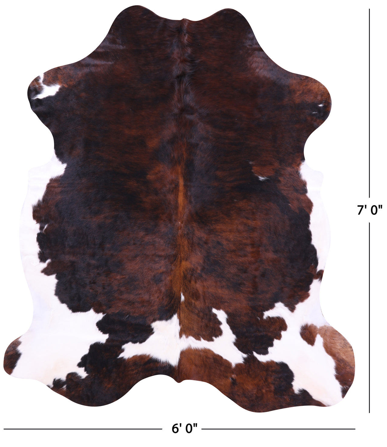 Tricolor Natural Cowhide Rug - XLarge 7'0"H x 6'0"W