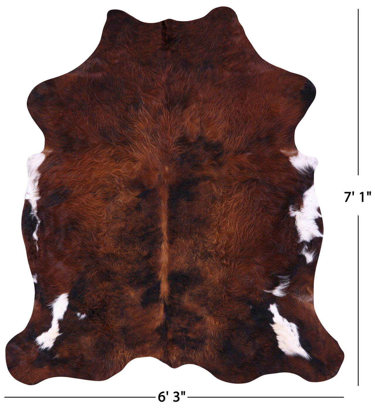 Tricolor Natural Cowhide Rug - XLarge 7'1"H x 6'3"W