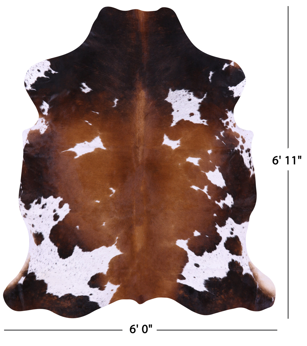 Tricolor Natural Cowhide Rug - Large 6'11"H x 6'0"W