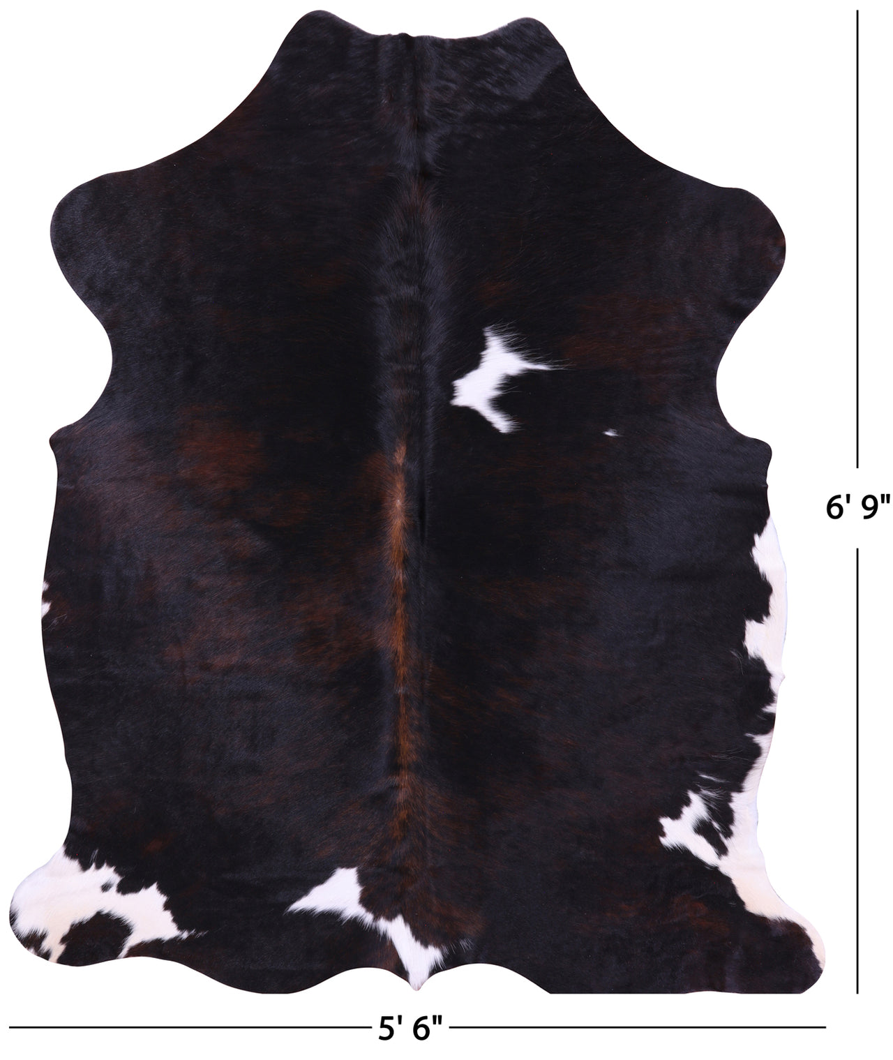 Tricolor Natural Cowhide Rug - Large 6'9"H x 5'6"W