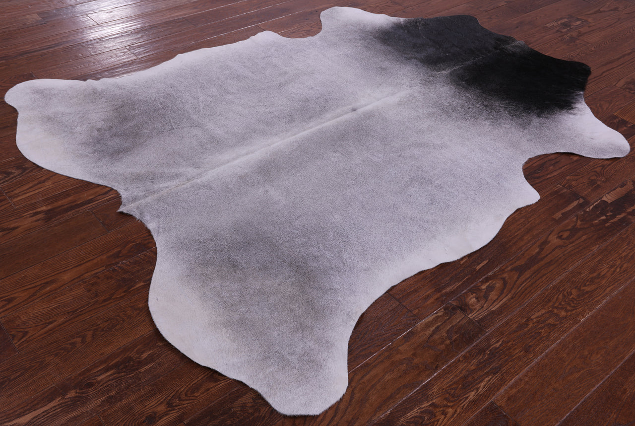 Black & White Natural Cowhide Rug - XLarge 7'0"H x 5'9"W