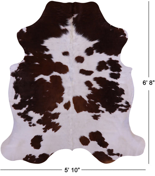 Brown & White Natural Cowhide Rug - Large 6'8