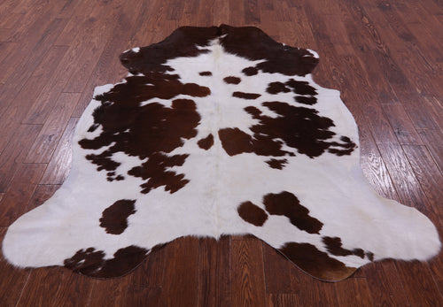 Brown & White Natural Cowhide Rug - Large 6'8
