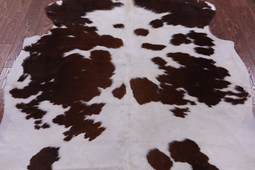 Brown & White Natural Cowhide Rug - Large 6'8