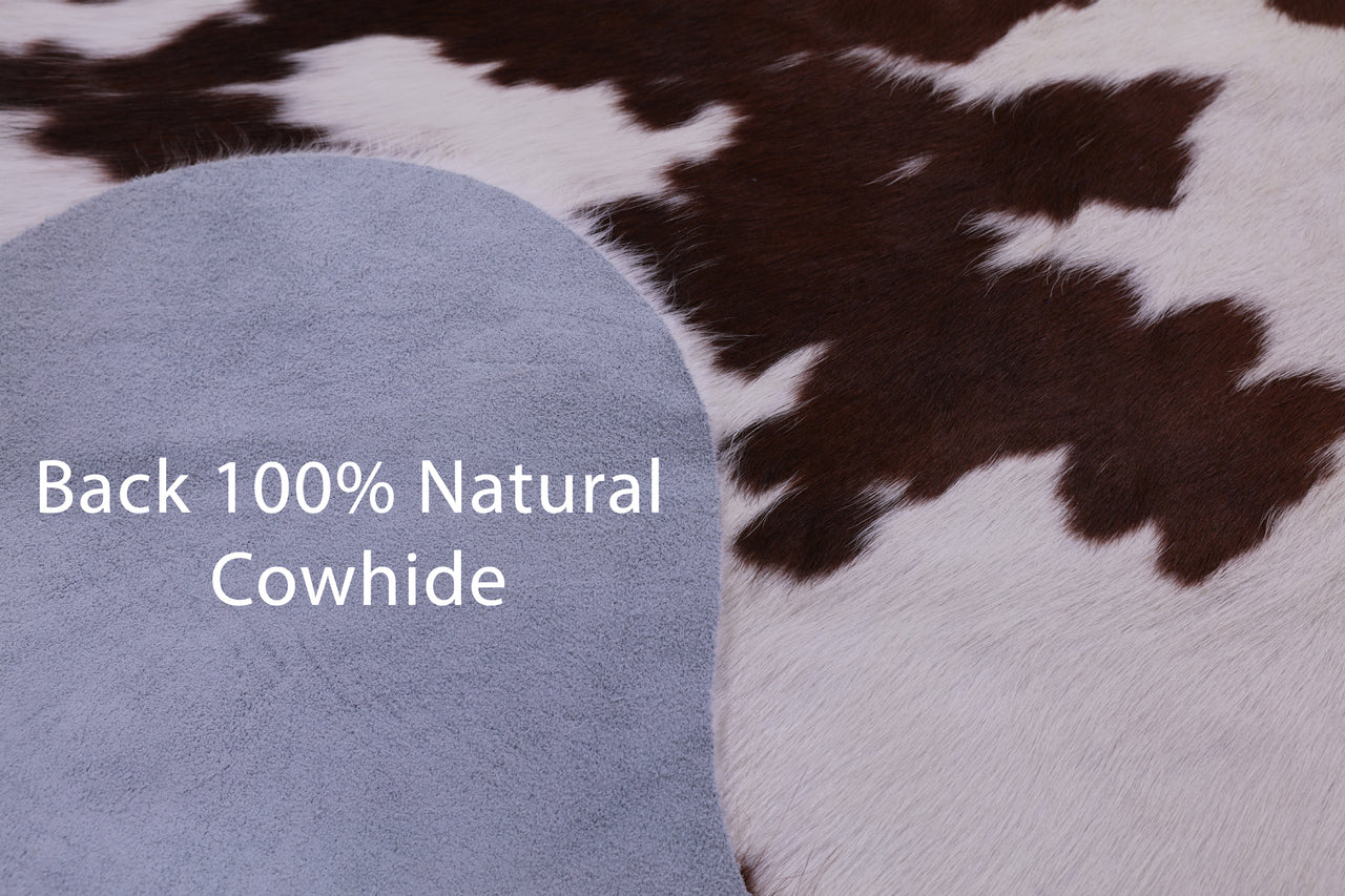 Brown & White Natural Cowhide Rug - Large 6'8"H x 5'10"W