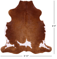 Thumbnail for Brown & White Natural Cowhide Rug - Large 6'5