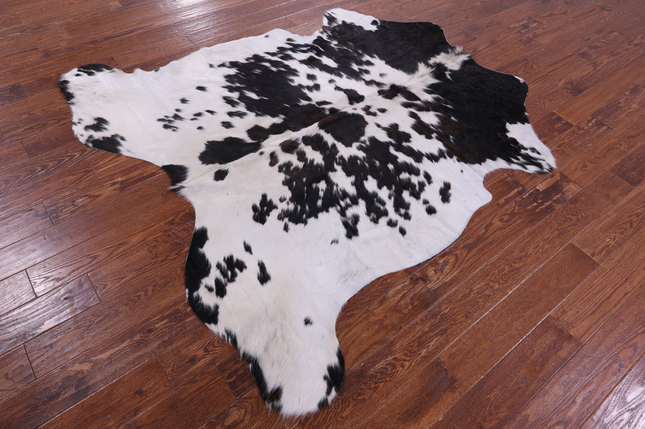 Black & White Salt & Pepper Natural Cowhide Rug - Large 6'8"H x 6'4"W