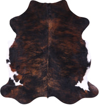 Thumbnail for Tricolor Brindle Natural Cowhide Rug - Large 6'11