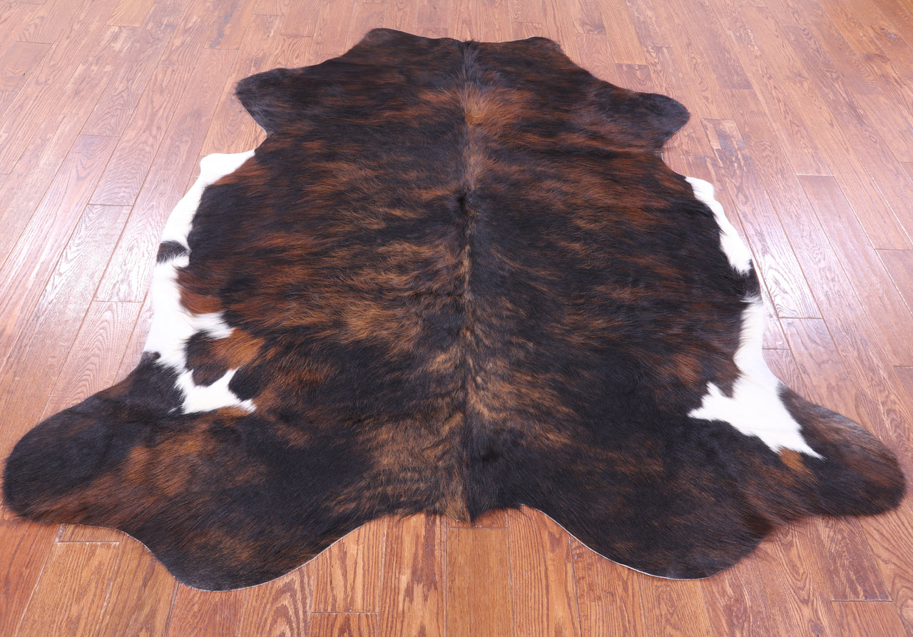 Tricolor Brindle Natural Cowhide Rug - Large 6'11"H x 6'5"W