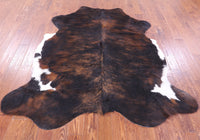 Thumbnail for Tricolor Brindle Natural Cowhide Rug - Large 6'11