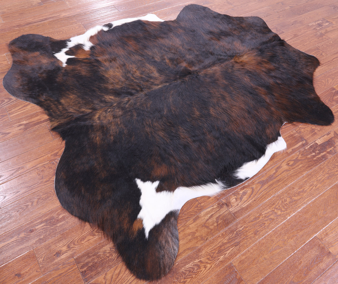 Tricolor Brindle Natural Cowhide Rug - Large 6'11"H x 6'5"W