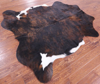 Thumbnail for Tricolor Brindle Natural Cowhide Rug - Large 6'11