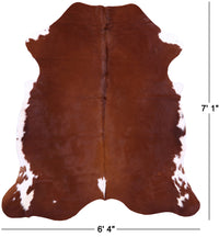 Thumbnail for Brown & White Natural Cowhide Rug - XLarge 7'1