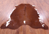 Thumbnail for Brown & White Natural Cowhide Rug - XLarge 7'1