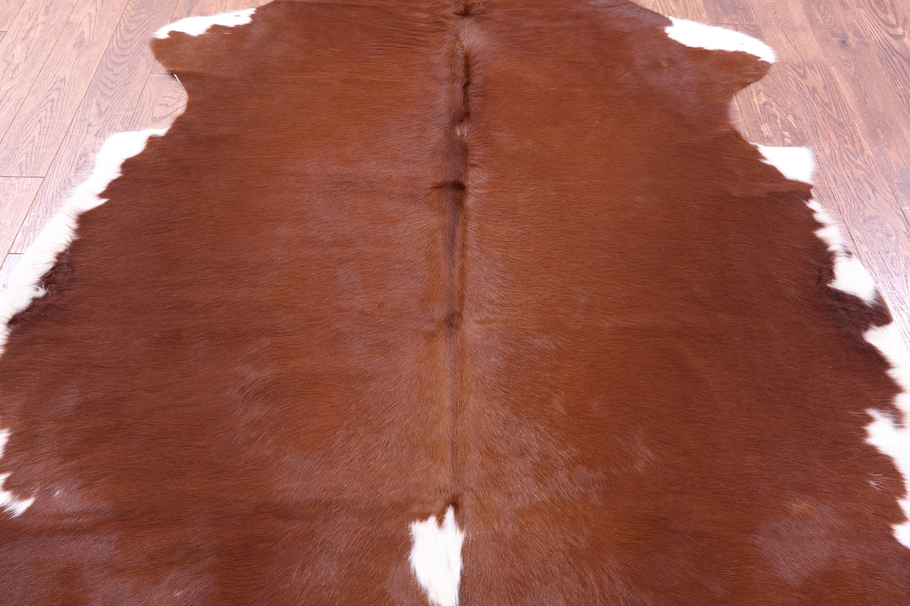 Brown & White Natural Cowhide Rug - XLarge 7'1"H x 6'4"W