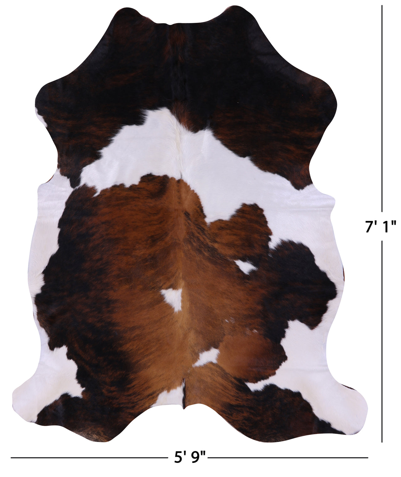 Tricolor Natural Cowhide Rug - XLarge 7'1"H x 5'9"W