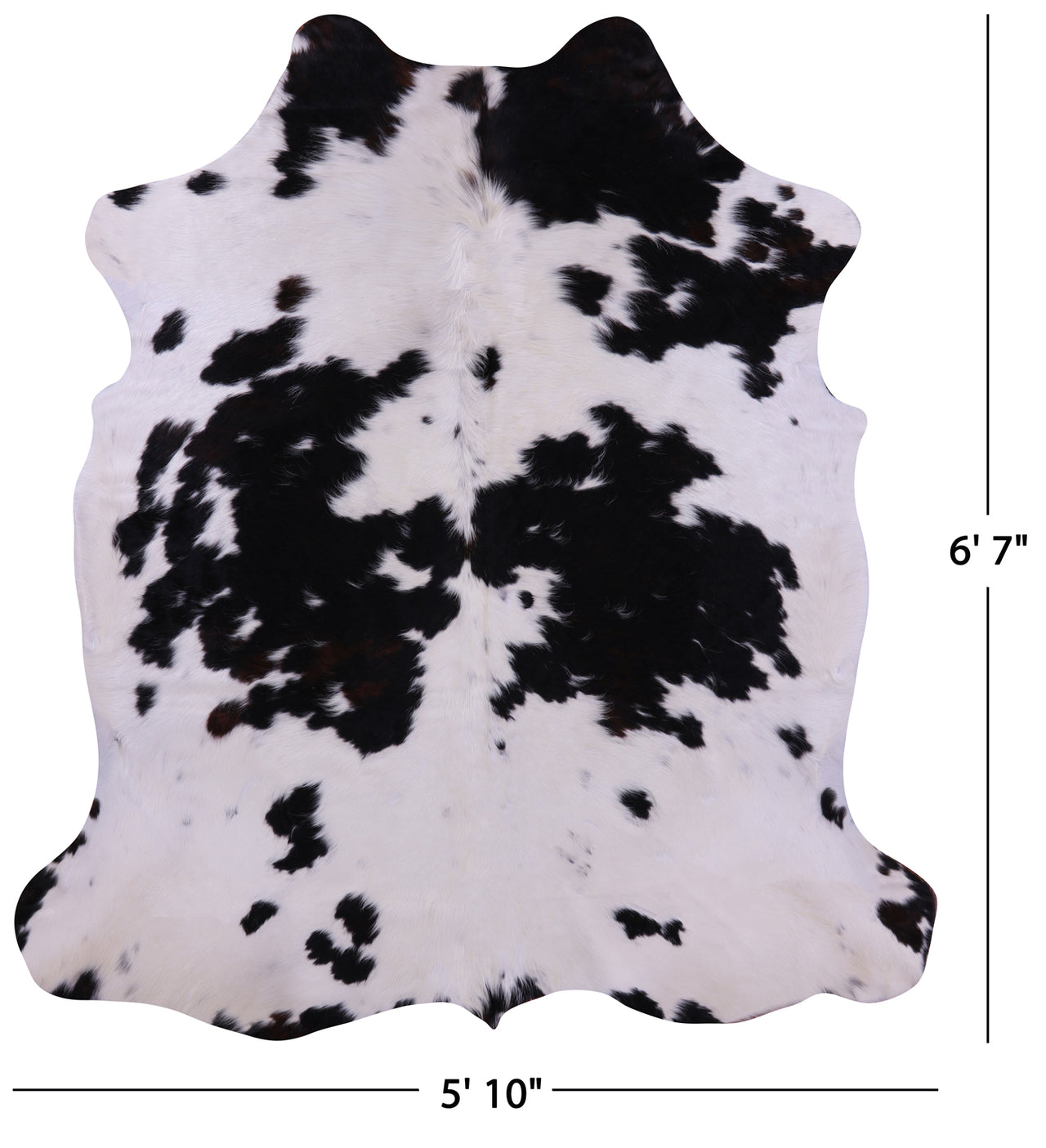 Black & White Natural Cowhide Rug - Large 6'7"H x 5'10"W